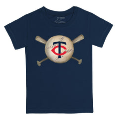 Minnesota Twins Tiny Turnip Youth Baseball Cross Bats T-Shirt Navy