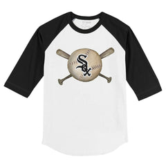 Chicago White Sox Tiny Turnip Youth Baseball Cross Bats 3/4-Sleeve Raglan T-Shirt White/Black