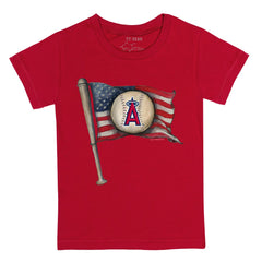 Los Angeles Angels Tiny Turnip Youth Baseball Flag T-Shirt Red