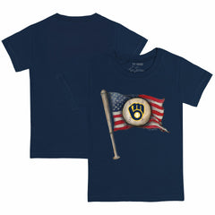 Milwaukee Brewers Tiny Turnip Youth Baseball Flag T-Shirt Navy