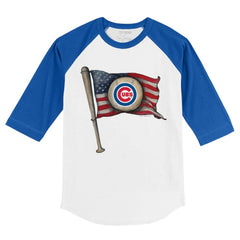 Chicago Cubs Tiny Turnip Youth Baseball Flag 3/4-Sleeve Raglan T-Shirt White/Royal
