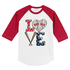 Boston Red Sox Tiny Turnip Youth Baseball Love 3/4-Sleeve Raglan T-Shirt White/Red