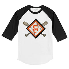 San Francisco Giants Tiny Turnip Youth Diamond Cross Bats 3/4-Sleeve Raglan T-Shirt White/Black