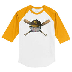 San Diego Padres Tiny Turnip Youth Hat Crossbats 3/4-Sleeve Raglan T-Shirt White/Gold