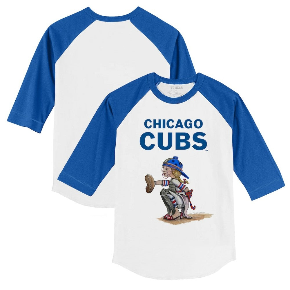 Chicago Cubs Tiny Turnip Youth Kate 3/4-Sleeve Raglan T-Shirt White/Royal
