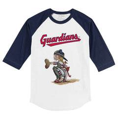 Cleveland Guardians Tiny Turnip Youth Kate 3/4-Sleeve Raglan T-Shirt White/Navy