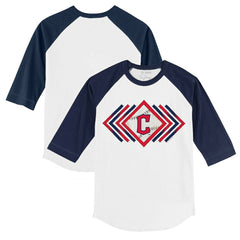 Cleveland Guardians Tiny Turnip Youth Prism Arrows 3/4-Sleeve Raglan T-Shirt White/Navy