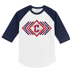Cleveland Guardians Tiny Turnip Youth Prism Arrows 3/4-Sleeve Raglan T-Shirt White/Navy