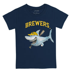 Milwaukee Brewers Tiny Turnip Youth Shark T-Shirt Navy