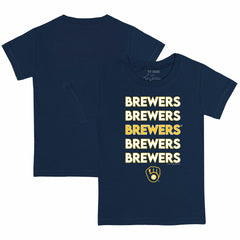 Milwaukee Brewers Tiny Turnip Youth Stacked T-Shirt Navy