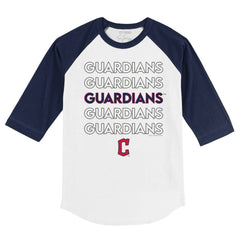 Cleveland Guardians Tiny Turnip Youth Stacked 3/4-Sleeve Raglan T-Shirt White/Navy