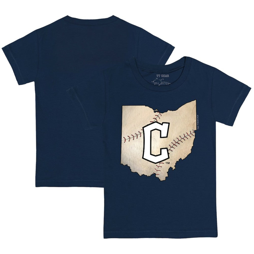 Cleveland Guardians Tiny Turnip Youth State Outline T-Shirt Navy