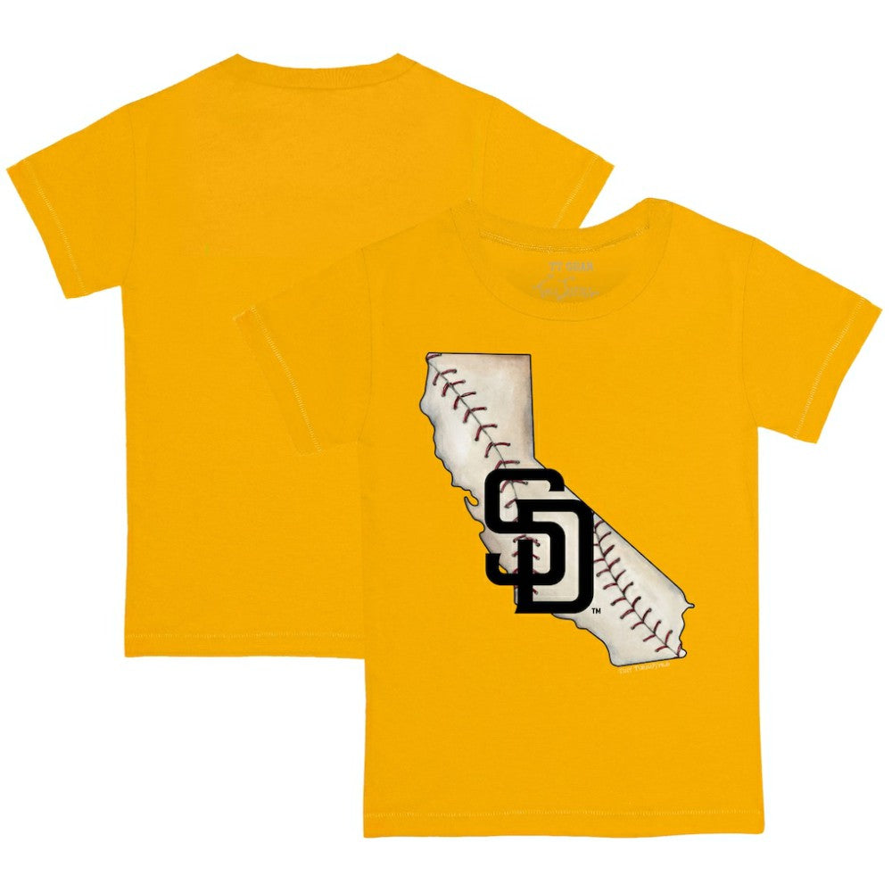 San Diego Padres Tiny Turnip Youth State Outline T-Shirt Gold