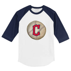 Cleveland Guardians Tiny Turnip Youth Stitched Baseball 3/4-Sleeve Raglan T-Shirt White/Navy