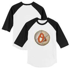 Baltimore Orioles Tiny Turnip Youth Stitched Baseball 3/4-Sleeve Raglan T-Shirt White/Black