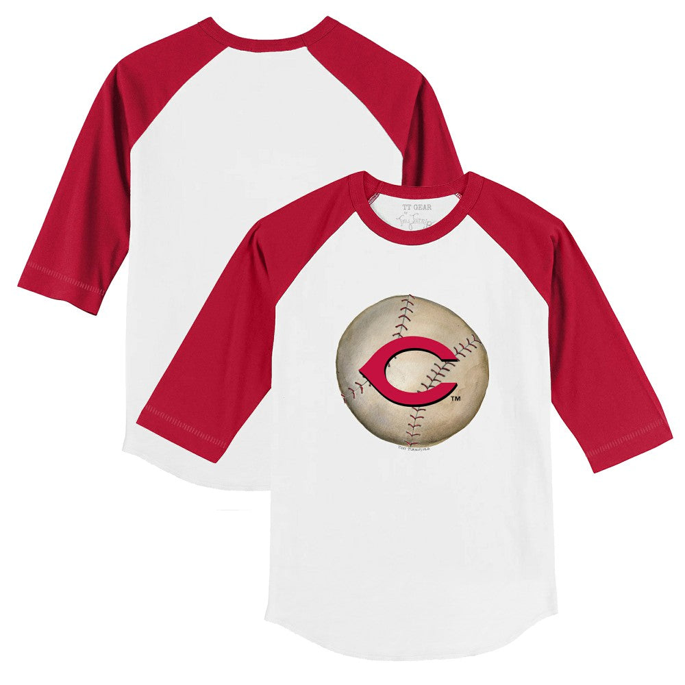 Cincinnati Reds Tiny Turnip Youth Stitched Baseball 3/4-Sleeve Raglan T-Shirt White/Red