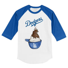 Los Angeles Dodgers Tiny Turnip Youth Sundae Helmet 3/4-Sleeve Raglan T-Shirt White/Royal