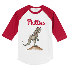 Philadelphia Phillies Tiny Turnip Youth TT Rex 3/4-Sleeve Raglan T-Shirt White/Red
