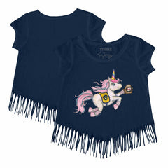 Milwaukee Brewers Tiny Turnip Girls Youth Unicorn Fringe T-Shirt Navy