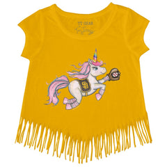 San Diego Padres Tiny Turnip Girls Youth Unicorn Fringe T-Shirt Gold
