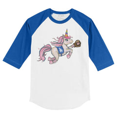 Los Angeles Dodgers Tiny Turnip Youth Unicorn 3/4-Sleeve Raglan T-Shirt White/Royal