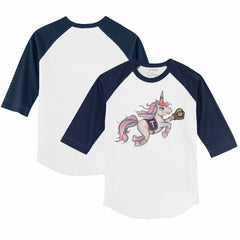 Minnesota Twins Tiny Turnip Youth Unicorn 3/4-Sleeve Raglan T-Shirt White/Navy