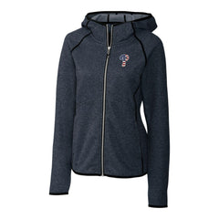Philadelphia Phillies Cutter & Buck Women's Americana Logo Mainsail Sweater-Knit Full-Zip Hoodie Heather Navy