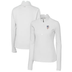 San Francisco Giants Cutter & Buck Women's Americana Logo DryTec Traverse Stretch Quarter-Zip Pullover Top White