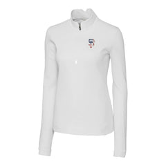 San Francisco Giants Cutter & Buck Women's Americana Logo DryTec Traverse Stretch Quarter-Zip Pullover Top White