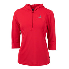 Atlanta Braves Cutter & Buck Women's Americana Logo DryTec Virtue Eco Pique Recycled Half-Zip Pullover Hoodie Red