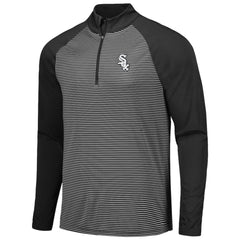 Chicago White Sox Levelwear Charter Striped Raglan Quarter-Zip Top Black