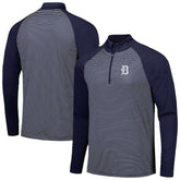 Detroit Tigers Levelwear Charter Striped Raglan Quarter-Zip Top Navy