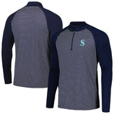 Seattle Mariners Levelwear Charter Striped Raglan Quarter-Zip Top Navy