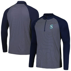 Seattle Mariners Levelwear Charter Striped Raglan Quarter-Zip Top Navy