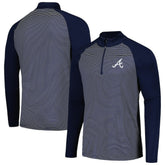 Atlanta Braves Levelwear Charter Striped Raglan Quarter-Zip Top Navy
