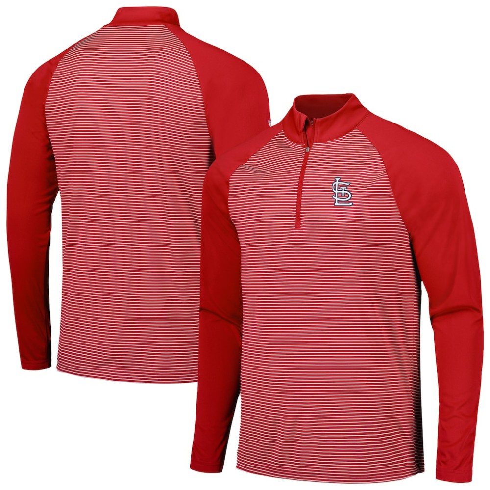 St. Louis Cardinals Levelwear Charter Striped Raglan Quarter-Zip Top Red