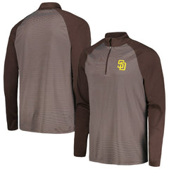 San Diego Padres Levelwear Charter Striped Raglan Quarter-Zip Top Brown