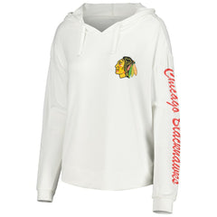 Chicago Blackhawks Concepts Sport Women's Accord Hacci Long Sleeve Hoodie Top White