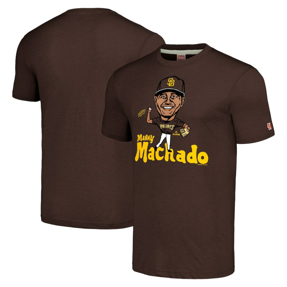 Manny Machado San Diego Padres Homage Caricature Tri-Blend T-Shirt Brown