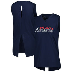 Atlanta Braves Levelwear Women's Paisley Chase V-Neck Tank Top Navy