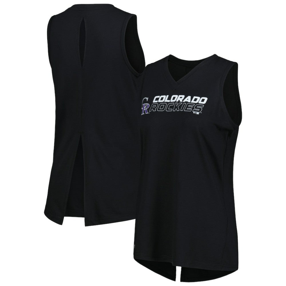 Colorado Rockies Levelwear Women's Paisley Chase V-Neck Tank Top Black