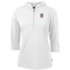 Minnesota Twins Cutter & Buck Women's DryTec Virtue Eco Pique Recycled Half-Zip Pullover Hoodie Top White