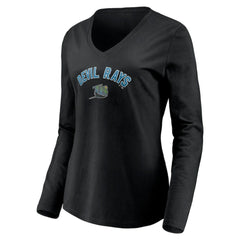 Tampa Bay Rays Women's Cooperstown Collection Personalized Winning Streak Long Sleeve V-Neck T-Shirt Black