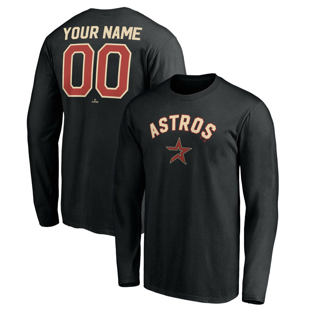 Houston Astros Personalized Cooperstown Collection Alternate Winning Streak Long Sleeve T-Shirt Black
