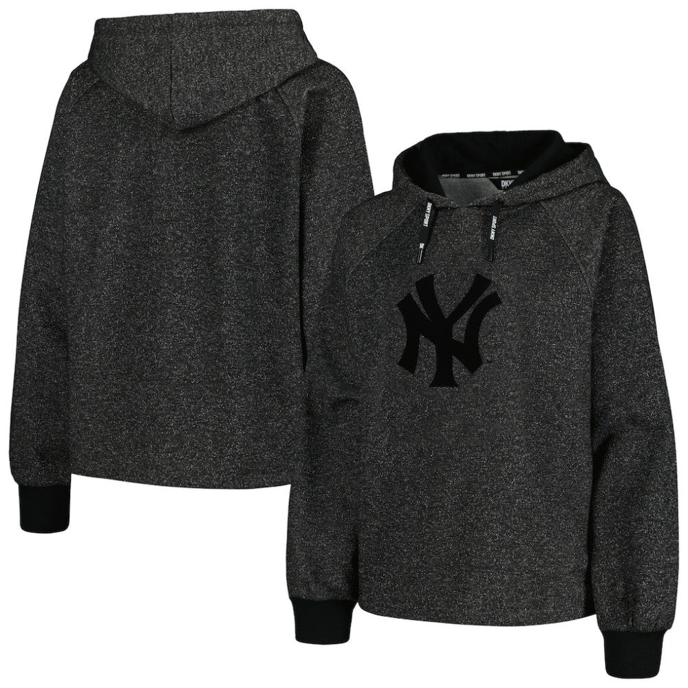 New York Yankees DKNY Sport Women's Debbie Dolman Raglan Pullover Hoodie Black