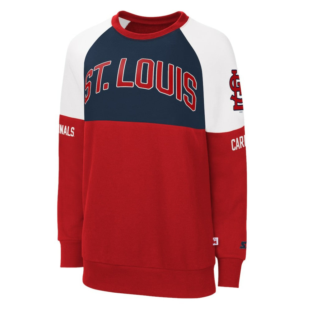 St. Louis Cardinals Starter Women's Baseline Raglan Pullover Sweatshirt Red/Navy