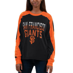 San Francisco Giants G-III 4Her by Carl Banks Women's Smash Raglan Long Sleeve T-Shirt Black/Orange