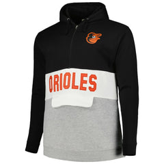 Baltimore Orioles Big & Tall Hoodie Half-Zip Sweatshirt Black/Heather Gray