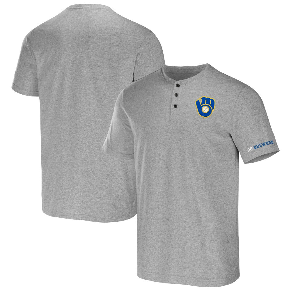 Milwaukee Brewers Darius Rucker Collection Henley T-Shirt Heather Gray
