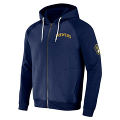 Milwaukee Brewers Darius Rucker Collection Raglan Full-Zip Hoodie Navy